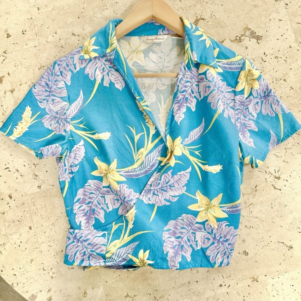 Tommy Bahama 100% Silk Women's Floral Wrap Top Size 8